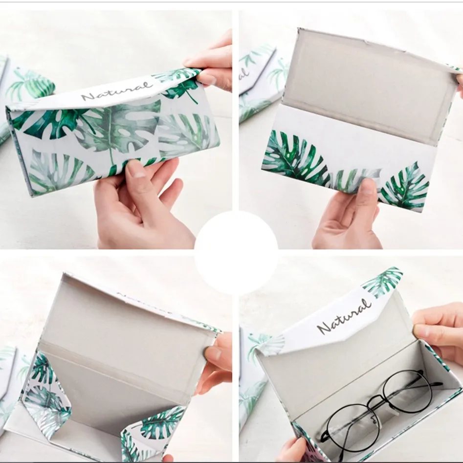 

Foldable Glasses Case Sunglasses Box Simple Fresh Portable Animal Plant Printing Glasses Box For Men Women Students