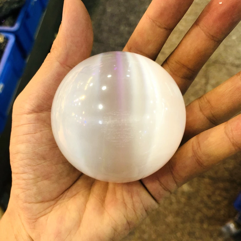 

Top Quality!Natural Selenite Sphere,Cat Eye Stone Sphere,Ball Mineral Rock Reiki Chakra Healing Stone Ball,50-60mm