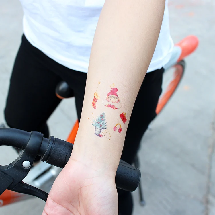 Christmas fake tattoo sticker for kids snow tree deer gift pattern body arm sticker Cartoon style temporary tattoo sticker RA043