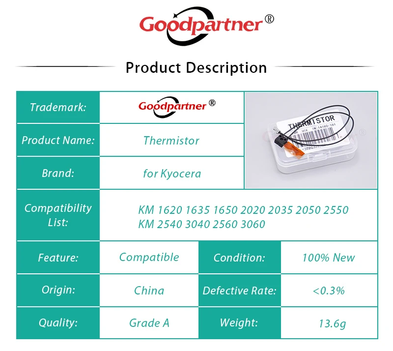 5X 2GJ25560 2C920310 Fuser Thermistor for Kyocera KM 1620 1635 1650 2020 2035 2050 2550 2540 3040 2560 3060 TASKalfa 180 181 220