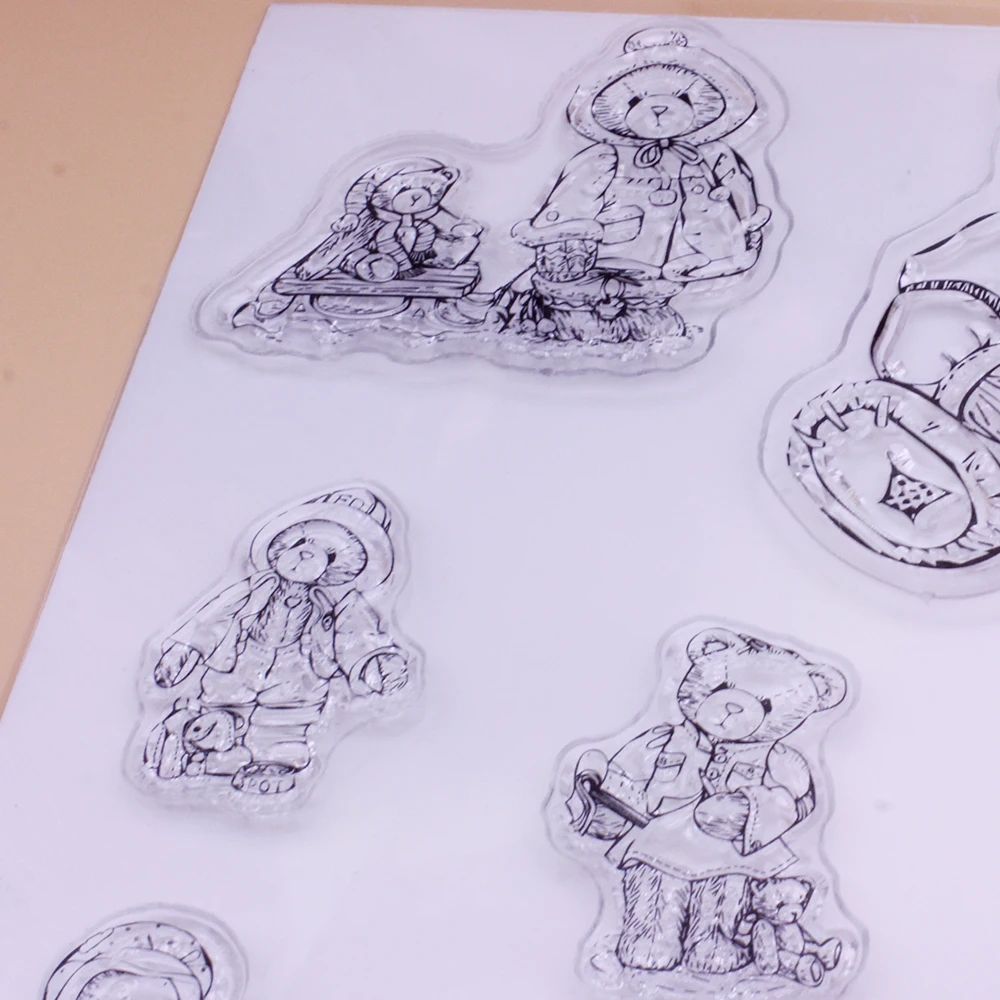 Alinacutle CLEAR STAMPS Cute Little Teddy Bear Scrapbooking Handmade Card Album Paper Craft Rubber Transparent Silicon Stamp