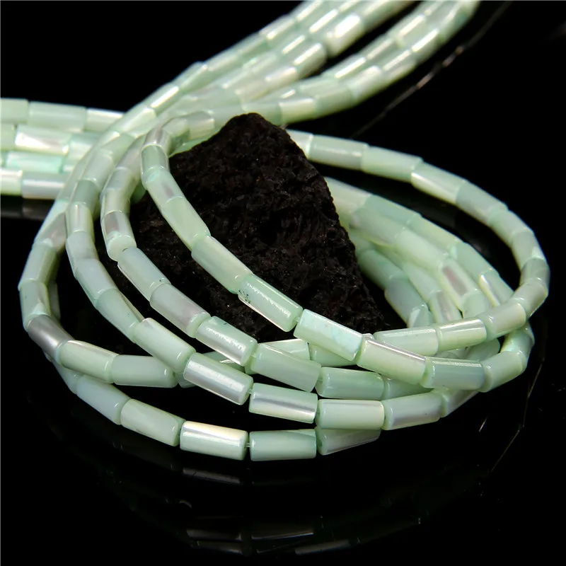 Colorful Natural Freshwater Shell Tube Beads Dyed Mother of Pearl Shell Loose Beads for Jewelry Making DIY Bracelet Necklace 15\