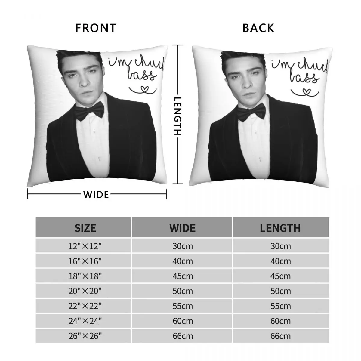 ICH bin Chuck Bass Platz Kissen Polyester Leinen Samt Gedruckt Zip Dekorative Hause Kissen Abdeckung 45x45