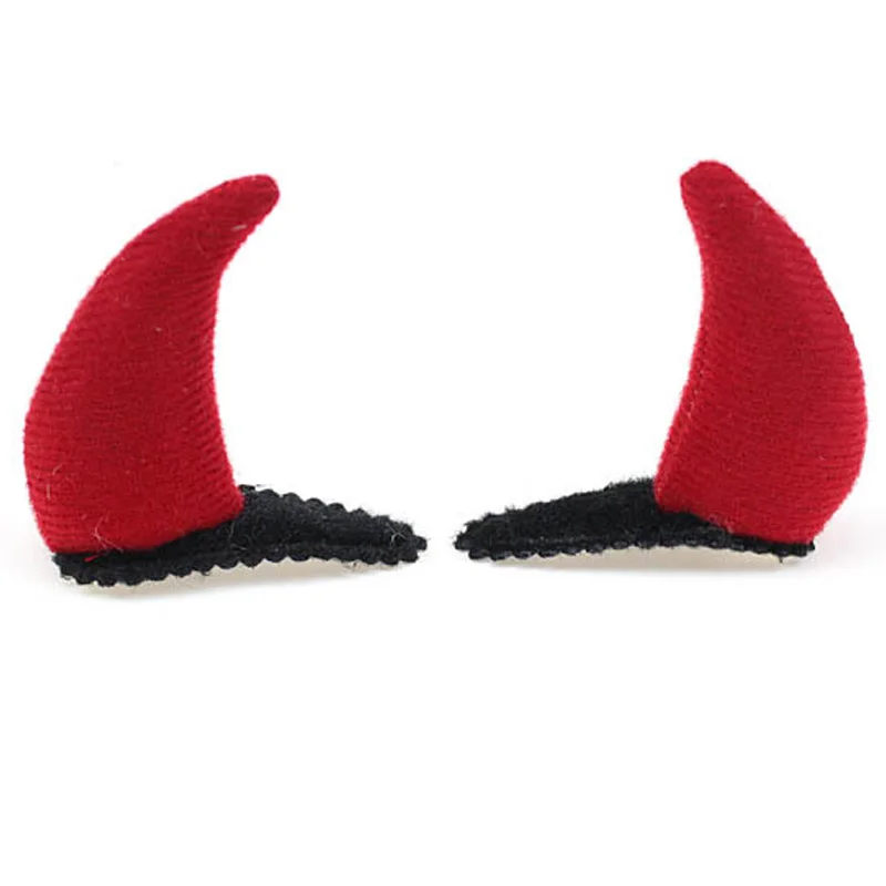 Cute Red Devil Horns Resin Hair Clips Jewelry Making Tools Evil Ear Headwear   Props Birthday Cosplay