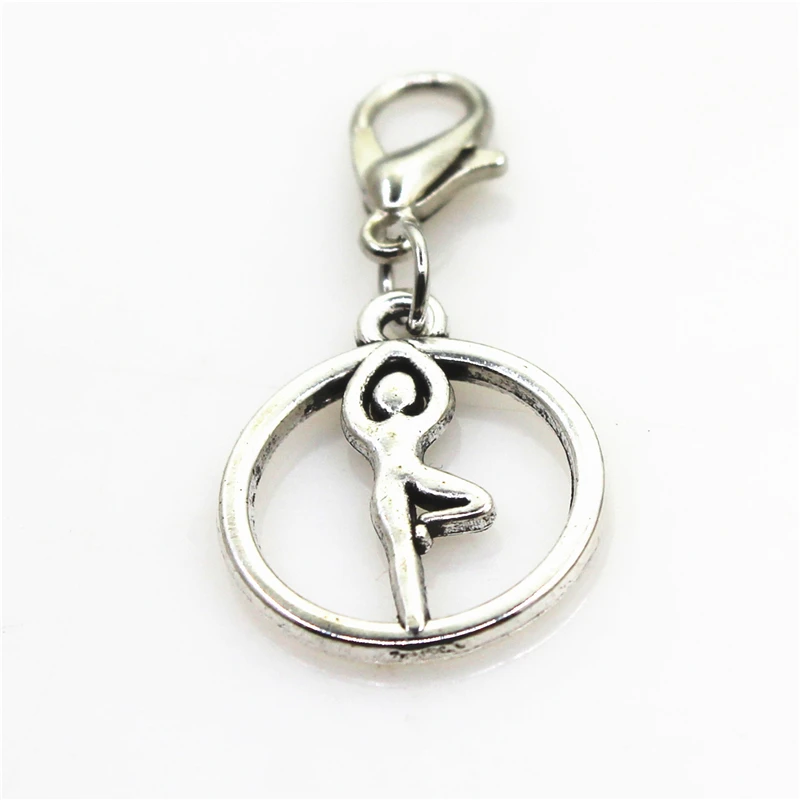 

Hot selling 20pcs yoga charm sport dangle charms lobster clasp charm DIY bracelets Pendant jewelry accessory hanging charm