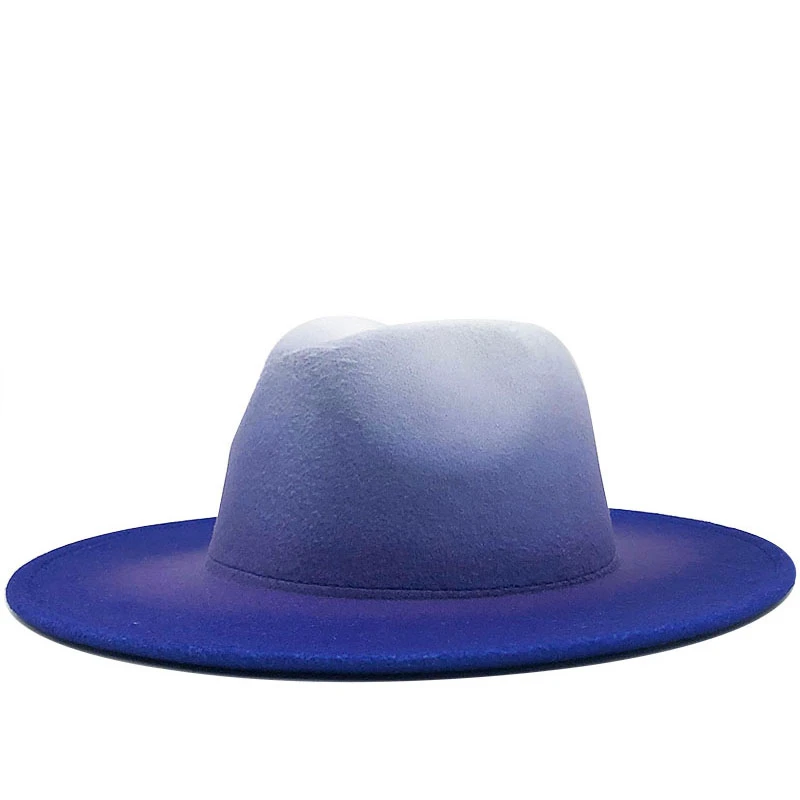 Ženy muži vlna vintage trilby flauš fedora core čepice s široký krempou pán elegantní naklonění královský modrá pro paní zima džez čepice