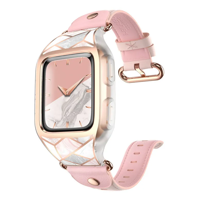 Band For Fitbit Versa I-BLASON Cosmo Stylish Sporty Protective Bumper Case Cover with Adjustable PU Leather Wristband