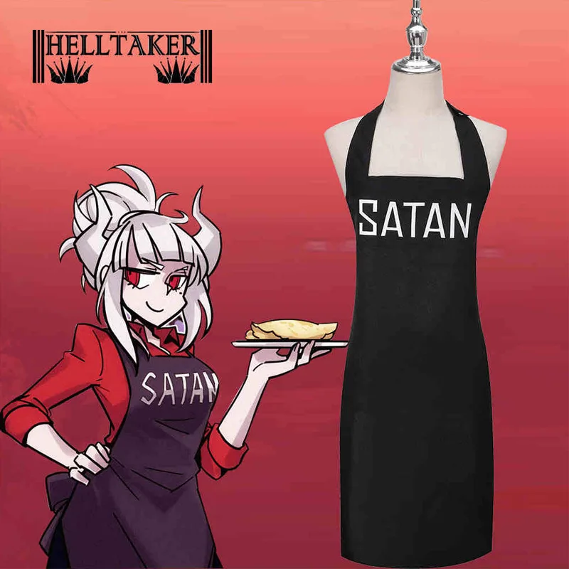 2020 New Game Helltaker Lucifer Cosplay Costume Devil Satan Black Apron Halloween Props Anime Accessories Adjustable Costumes