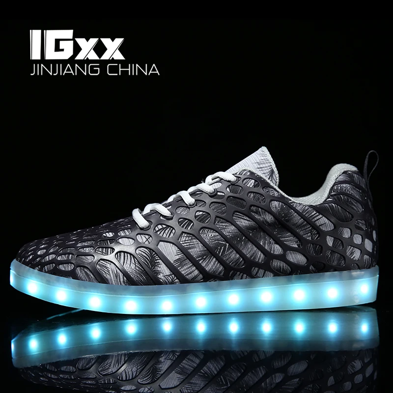 IGxx LED Shoes USB Recharging LED Shoes Women Glowing Luminous Flashing Shoes Kids Light For Men Flower LED Light up Sneakers