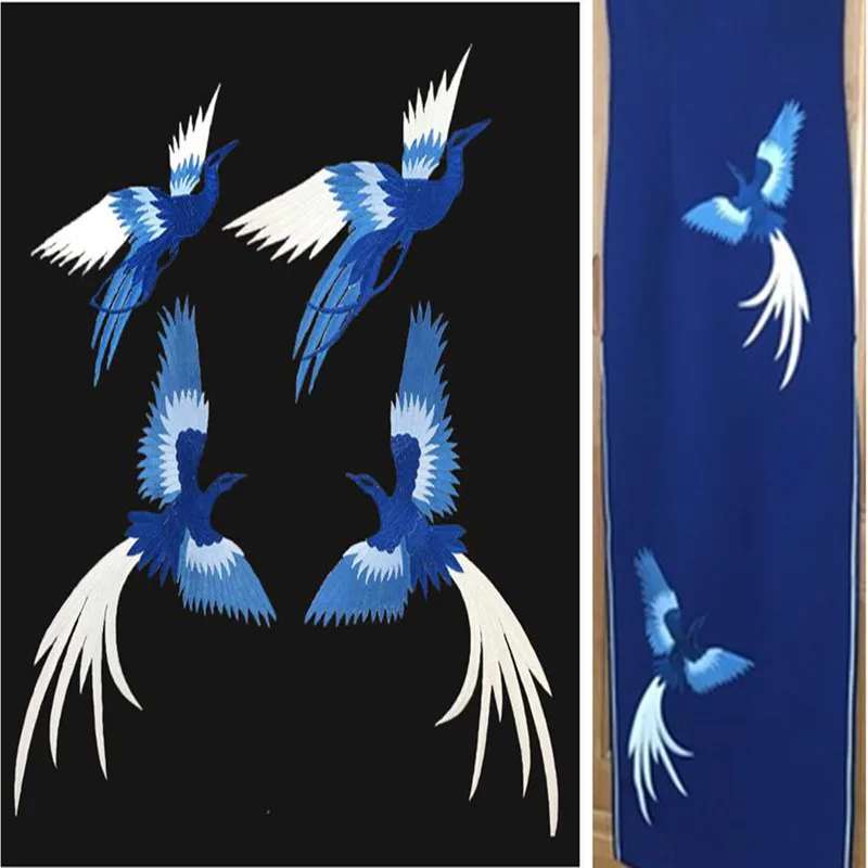 1Pcs Blue Bird Embroidery Patch Animal Applique Iron Sticker On Jacket Jean Shorts Clothing  Green Large Phoenix Patch DIY Decor