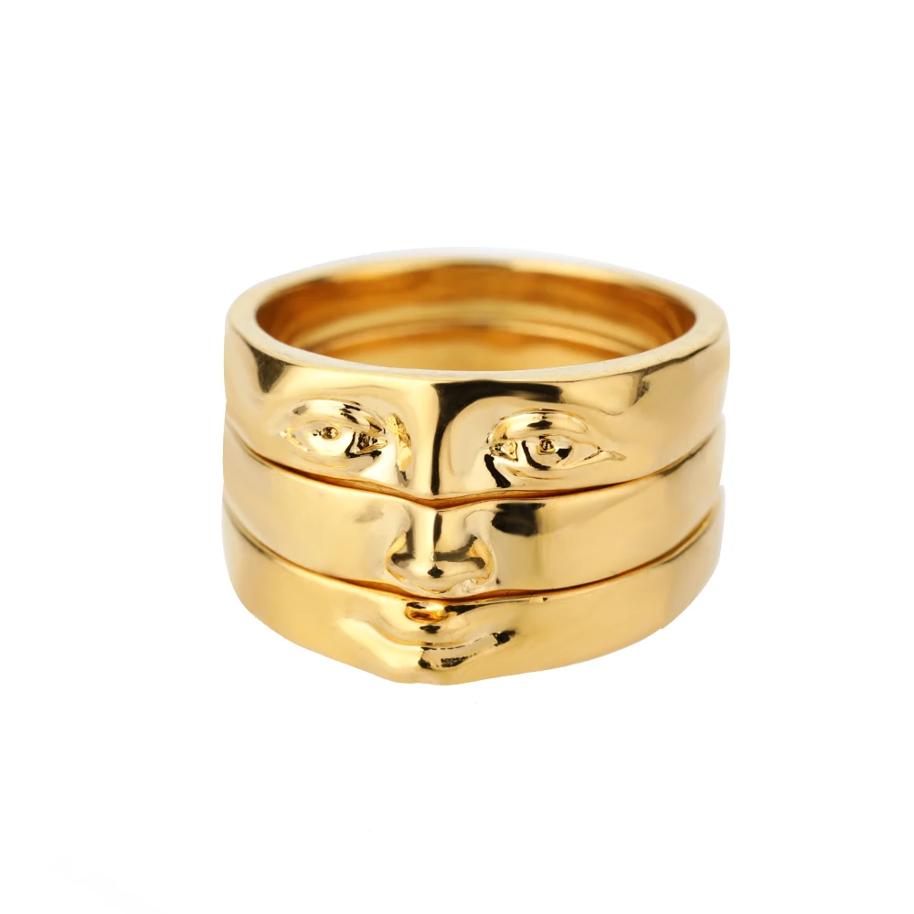 Augenringe für Damen und Herren, Edelstahl, Goldfarben, Vintage-Gesichtsring-Sets, luxuriöser Y2K-Ästhetik-Schmuck 2025, кольца, Anillos – Detail 2