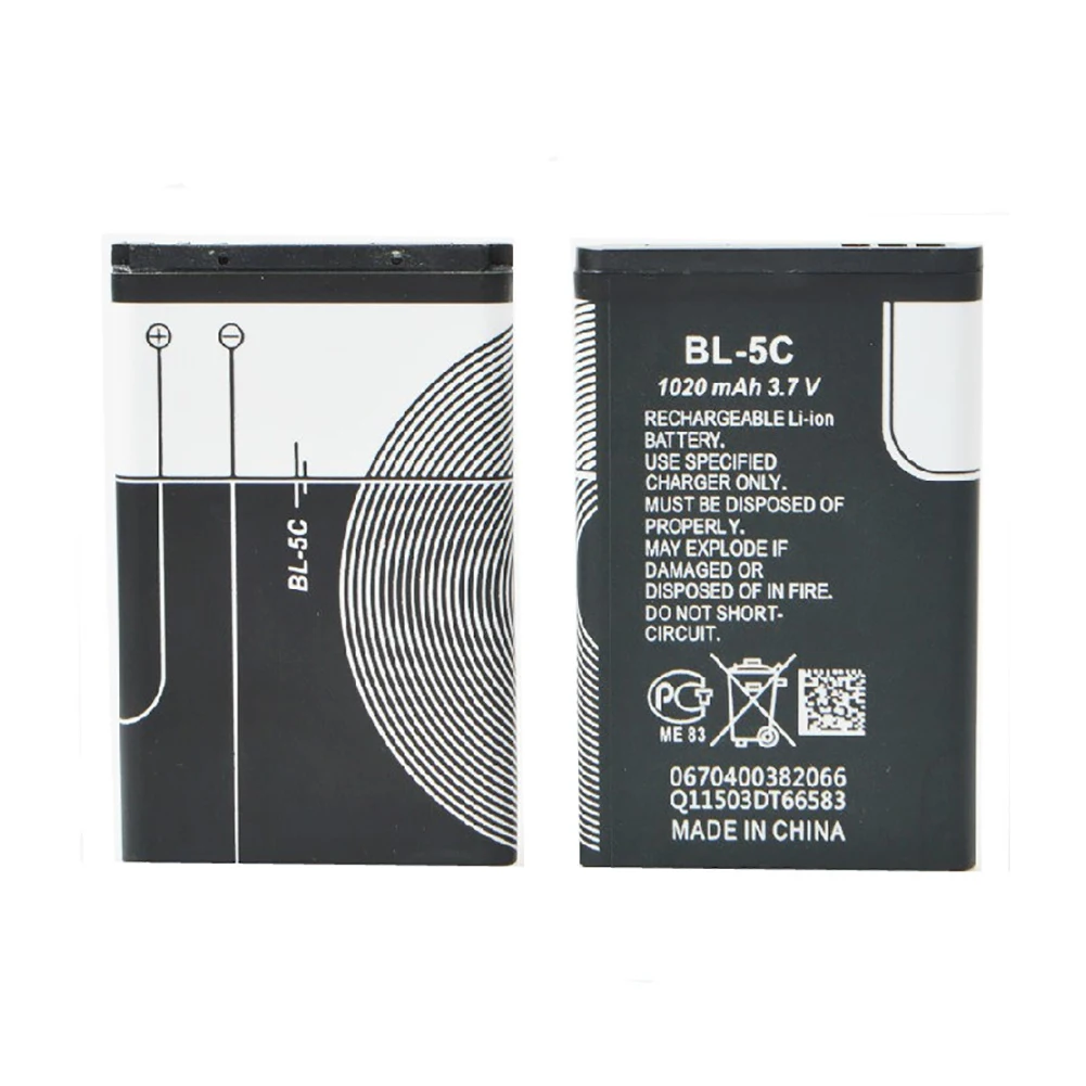 BL 5C 3 7V 1020mAh โทรศัพท์แบตเตอรี่ทดแทน Li Ion แบบชาร์จไฟได้ในตัวพร้อมเซลล์แบตเตอรี่สําหรับ