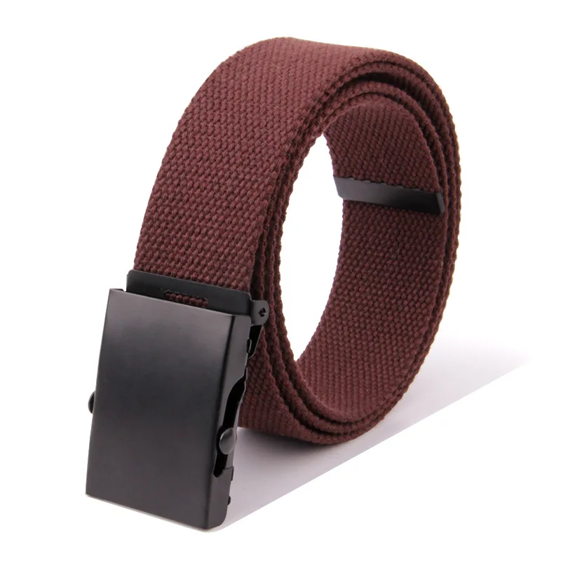 Men's Belts Outdoor Plain Canvas Military Web Belt Solid Black Metal Roller Luxury Buckle for Men's Women's Belts Designer Belt