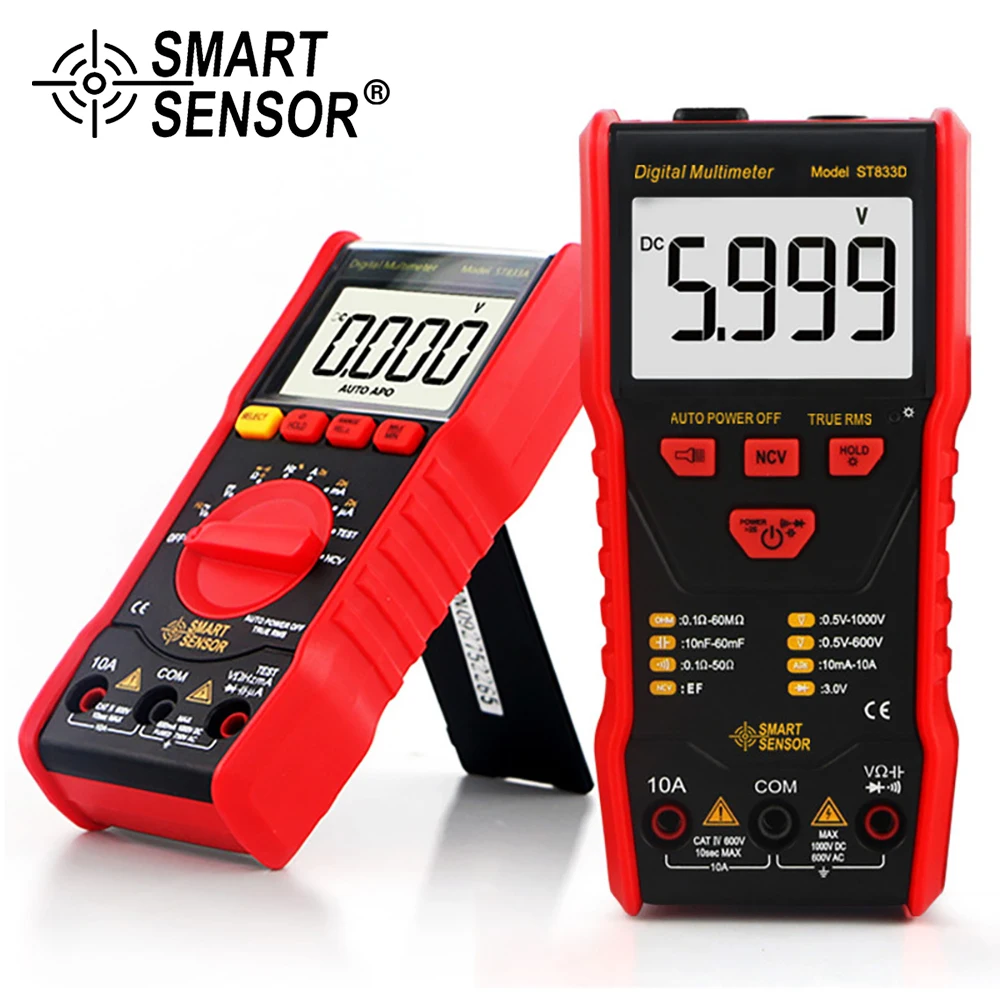 

SMART SENSOR Digtal Multimeter NCV Ammeter Voltmeter True RMS AC DC Capacitance Resistance Ohm Tester Handheld Volt Tester Test