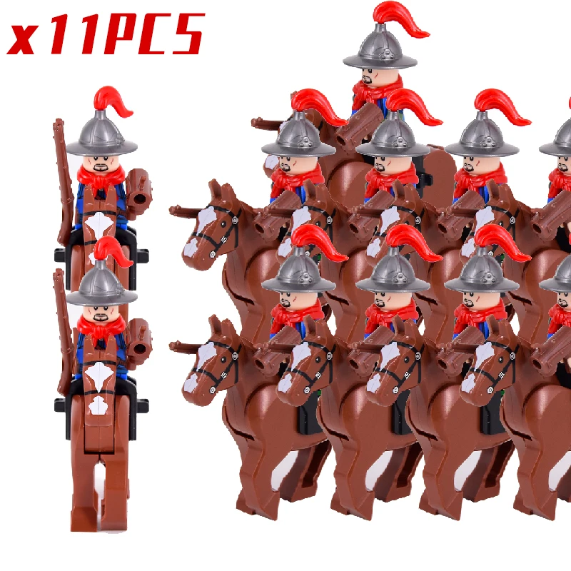 Ming Dynasty Soldiers Action Figures Accessories With War Horse Medieval Knights Building Blocks Bricks Toys For Children Gifts