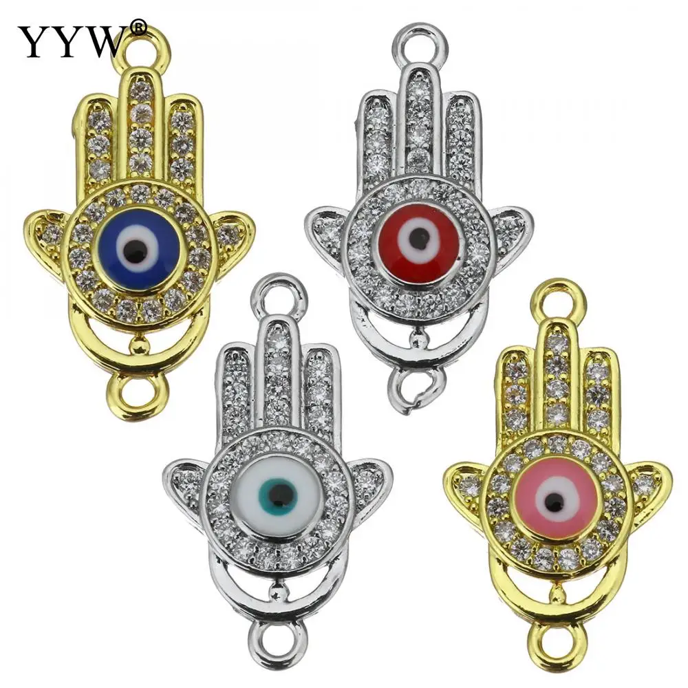 

30pcs Hamsa Hand Evil Eye Connector Rhinestone Gold Color Vintage Accessories Jewelry Findings For Diy Bracelet Ankle