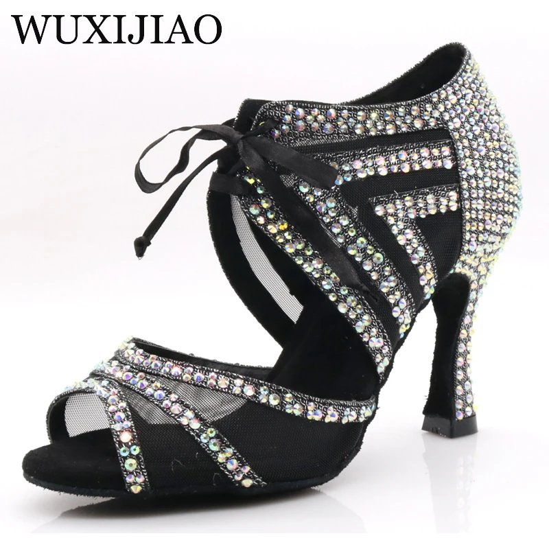 

WUXIJIAO Brand Fashion Ballroom Latin Tango dance shoes women soft sole high heels for women skin color stable dance latin dance