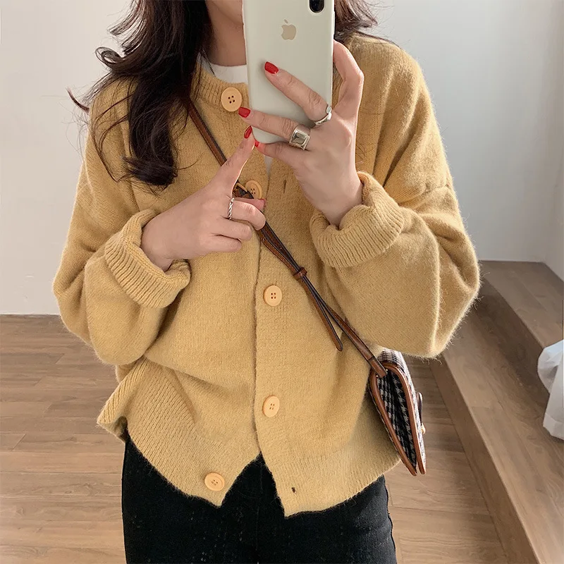 

Solid Spring Newly Patchwork Women Cardigans 2023 Fashion Slim Ladies Knitted Sweater Long Sleeve Buttons Sweater Coat Female