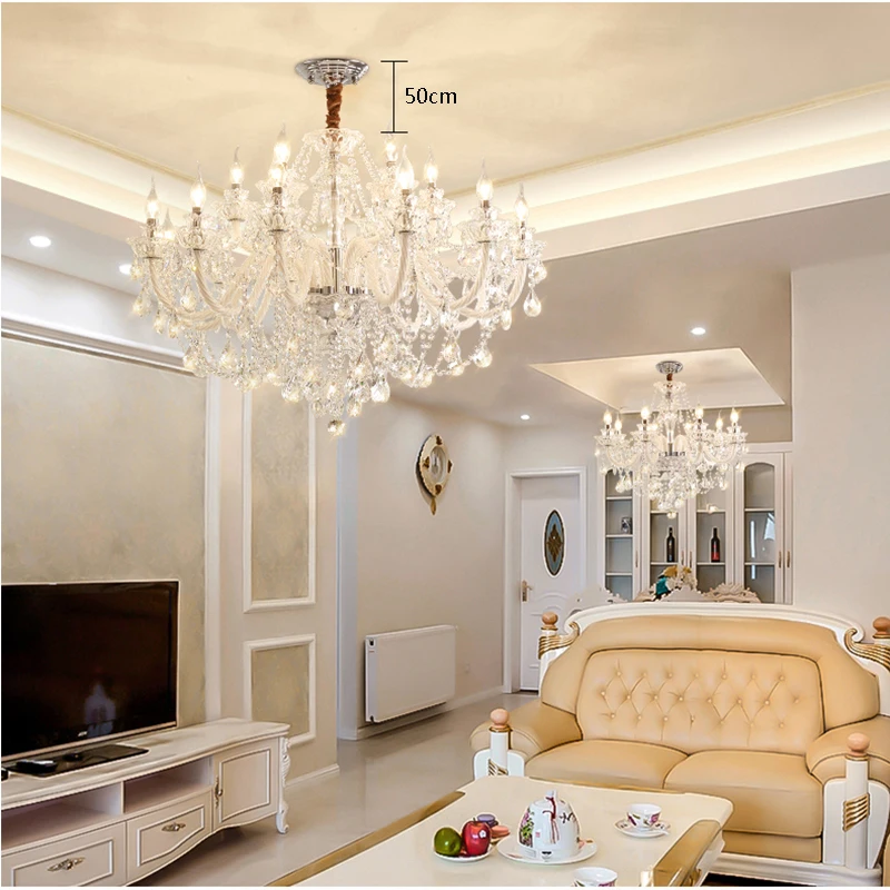 European Crystal Chandelier Atmosphere Living Room Lamp Modern Minimalist Bedroom Dining Room Home Light Villa Candle Fixture