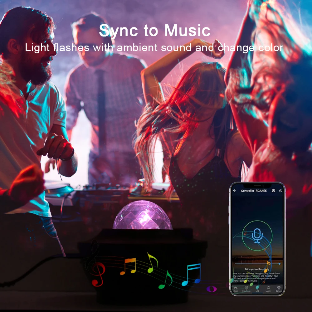 USB Star LED Night Light RGB Music Starry Water Wave Bluetooth Speaker LED Galaxy Projector Light Room Decor For Home Children's