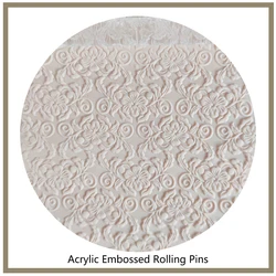 Non-stick Polymer Clay Craft Cake Decorating Pastry Floral Kitchen Tool Acrylic Rolling Pin With Flower Pattern