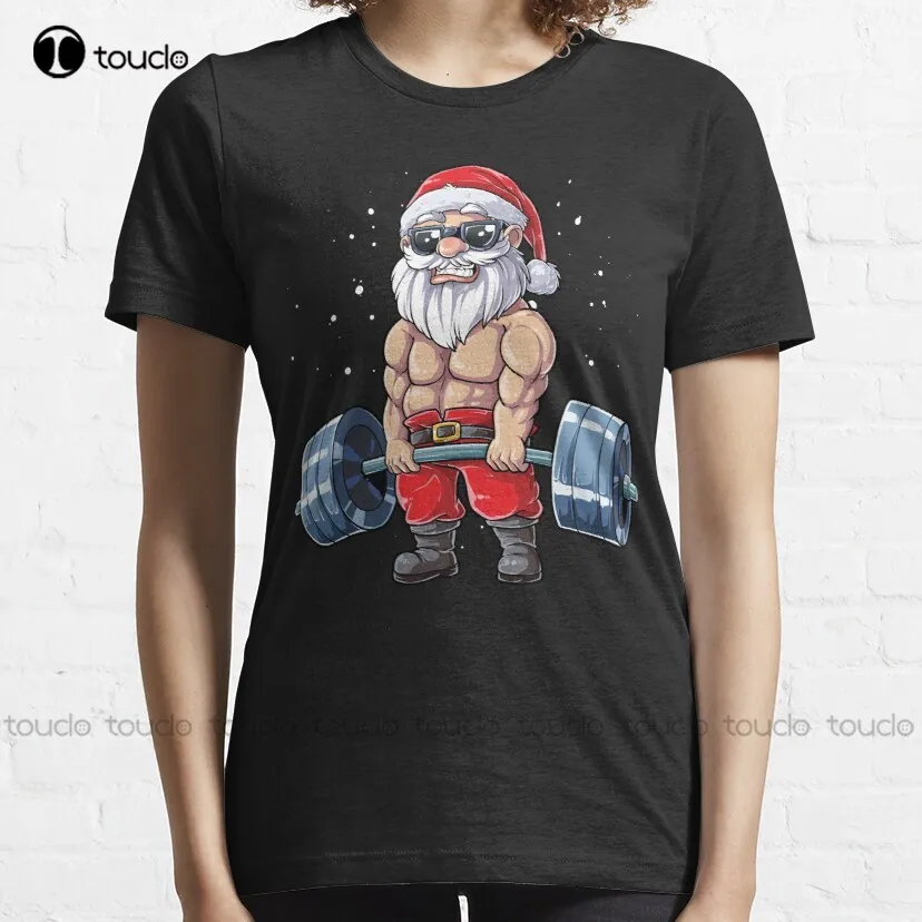 Fitness Christmas Shirt Santa Deadlift Gym Xmas Men Gifts T-Shirt Men'S Casual Shirts Custom Aldult Teen Unisex Fashion Funny