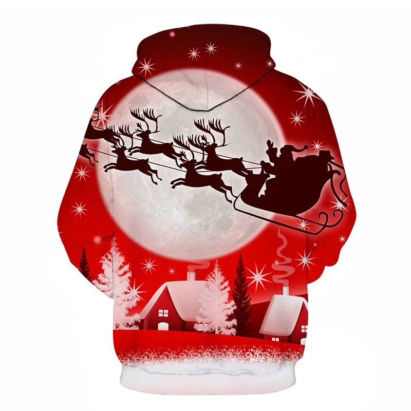 Autumn and Winter New Casual Christmas Hoodie Men 3D Printing Sports Cartoon Slim Rock All-match Blouse Funny Pullover