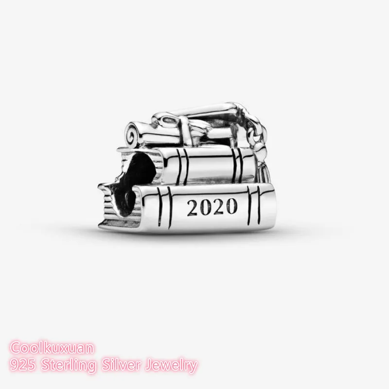 

Mother's Day 100% 925 Sterling Silver 2020 Graduation Books Charm beads Fits Original Pandora bracelets Jewelry