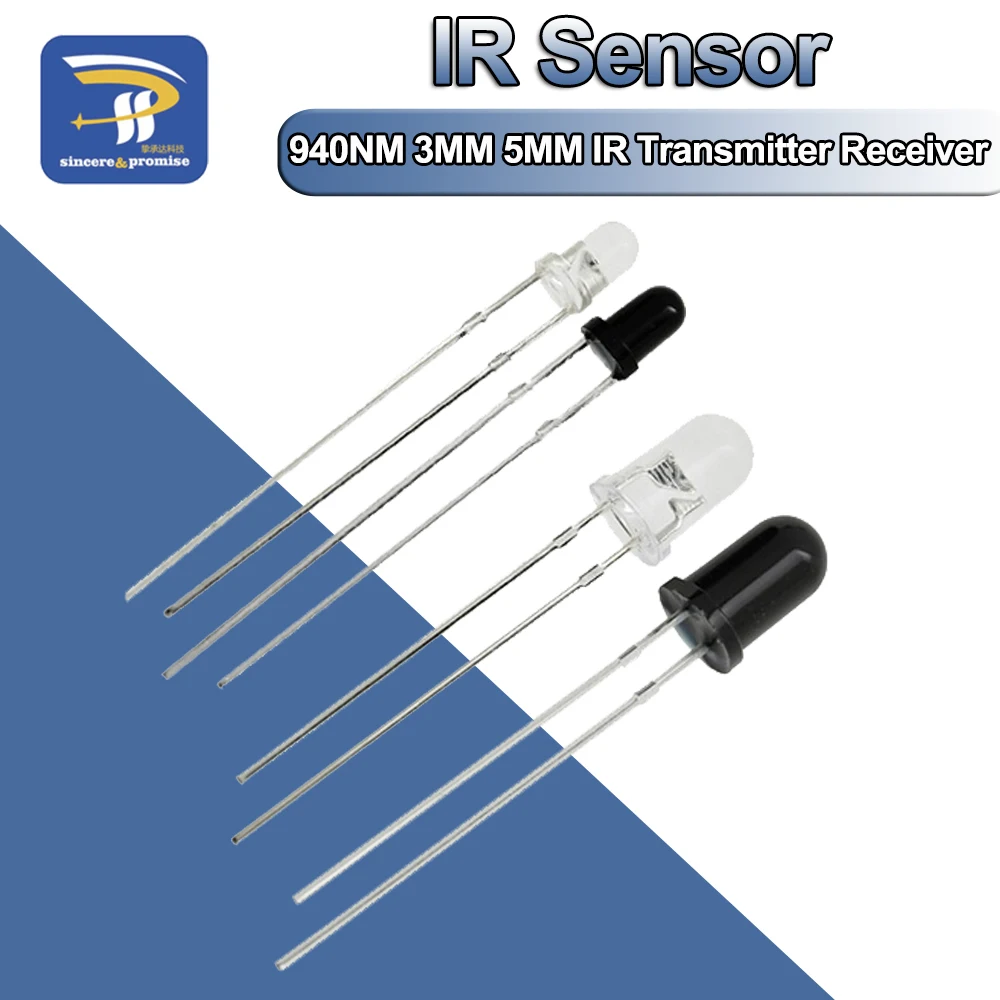 10 par F3 3mm F5 5mm 940nm diody LED emiter podczerwieni i nadajnik podczerwieni odbiornik diody diody 301A podczerwień do rury dla Arduino