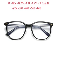 Gafas de miopía poligonales Con montura negra mate para hombres y mujeres, gafas graduadas para estudiantes TR90, dioptrías 0-1,0-1,5 To-6,0