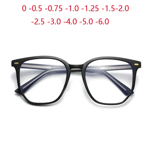 Gafas de miopía poligonales Con montura negra mate para hombres y mujeres, gafas graduadas para estudiantes TR90, dioptrías 0-1,0-1,5 To-6,0