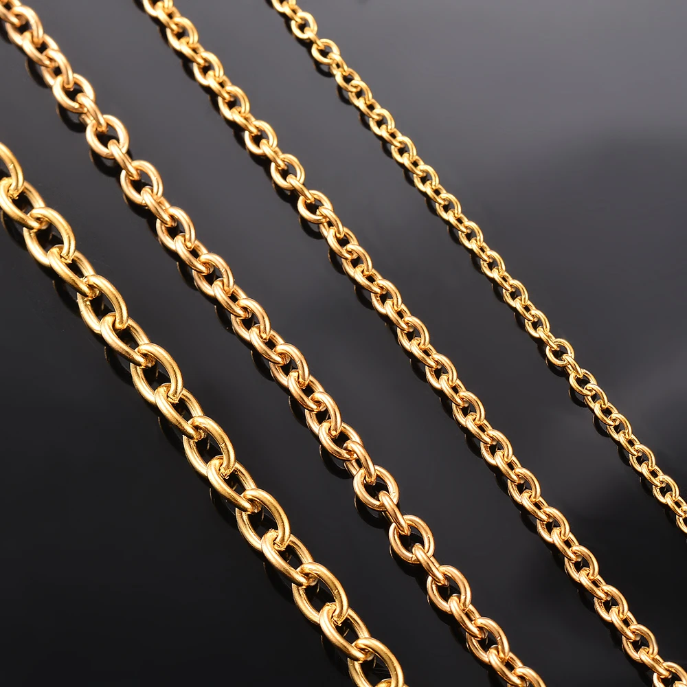 1 Stück Breite 2,5mm-5mm Goldfarbene Edelstahl Runde O-Form Kette Halskette für Frauen Männer DIY Schmuckherstellung Armband Halskette – Detail 4