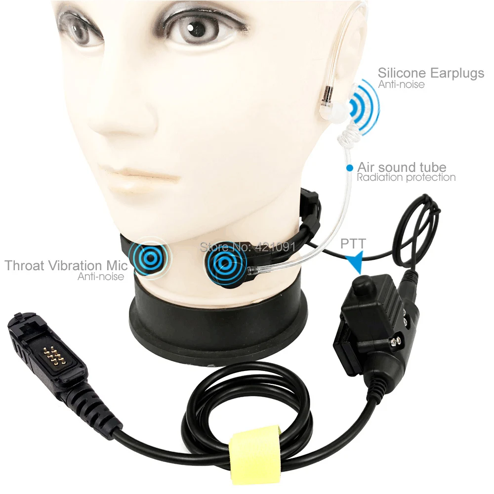 Tactical Heavy Duty PTT Neck Throat Mic for Motorola XiR P6600 P6620 DP2400 DEP550 MTP3100 MTP3150 Walkie Talkie Headset