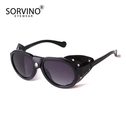 SORVINO Vintage Steampunk Gothic Goggles Polarized Sunglasses Men Retro Fashion Leather with Side Shades Sun Glassesjavascript: