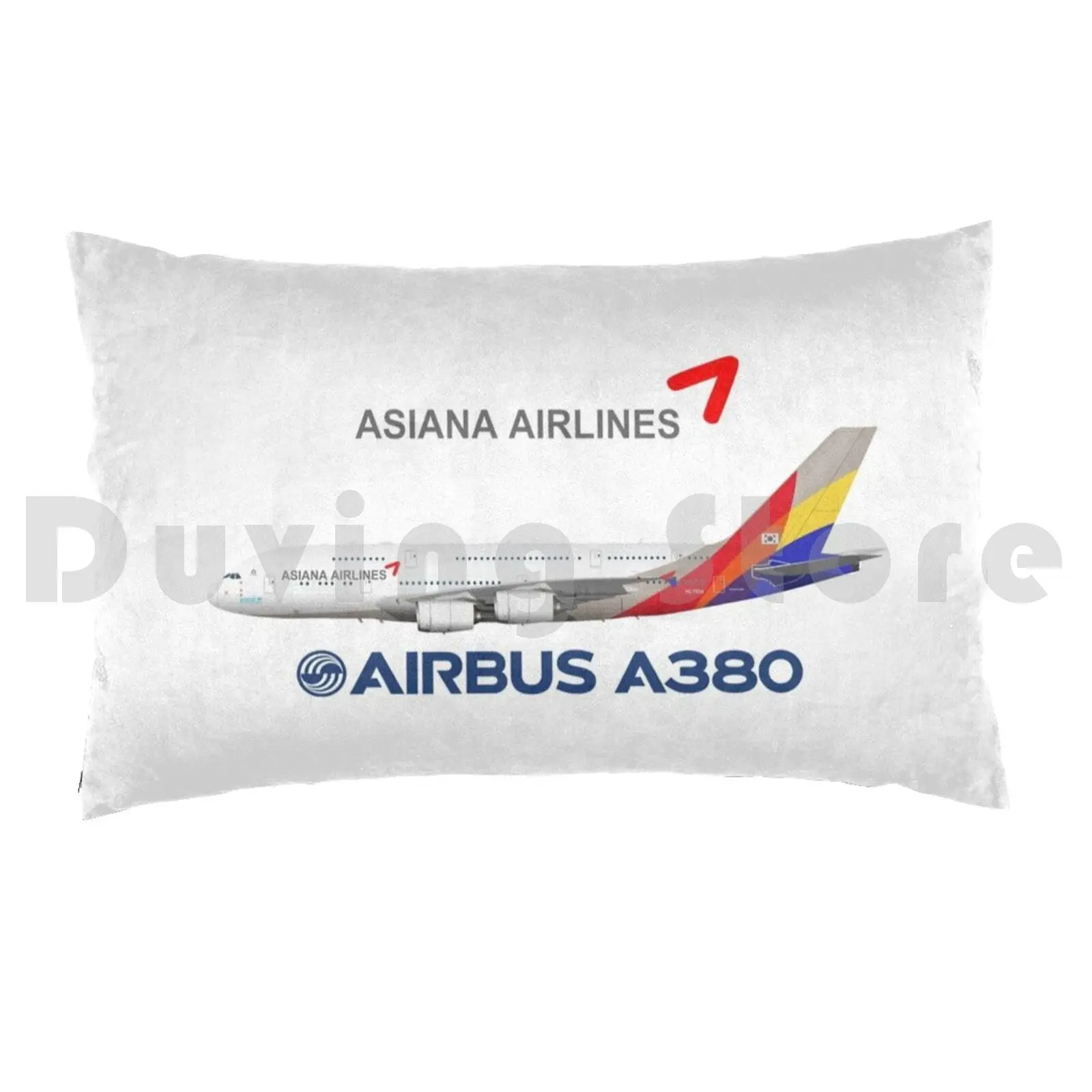 Illustration Of Asiana Airbus A380-White Version pillow Case DIY 50 * 70 Airbus A380 Airbus A380 A380 Airbus Asiana South