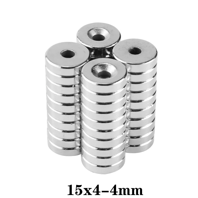 5~100pcs 15x4-4 Strong Rare Earth Magnet 15*4 mm Hole 4mm 15x4-4mm Round Countersunk Neodymium Magnetic Magnets N35 15*4-4 mm