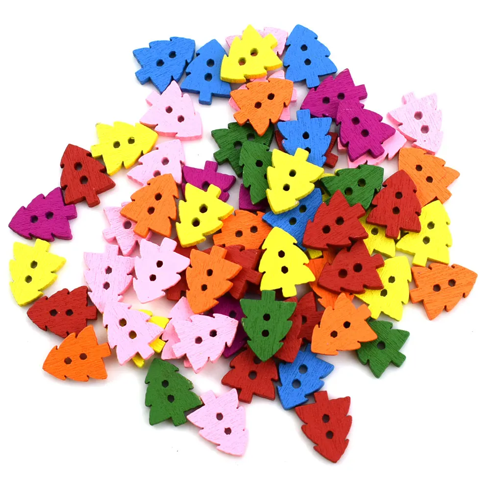 500PCS Mixed Holz Baum Nähen Tasten für Kinder Kleidung Scrapbooking Dekorative Holz Botones Handwerk Hand DIY Zubehör