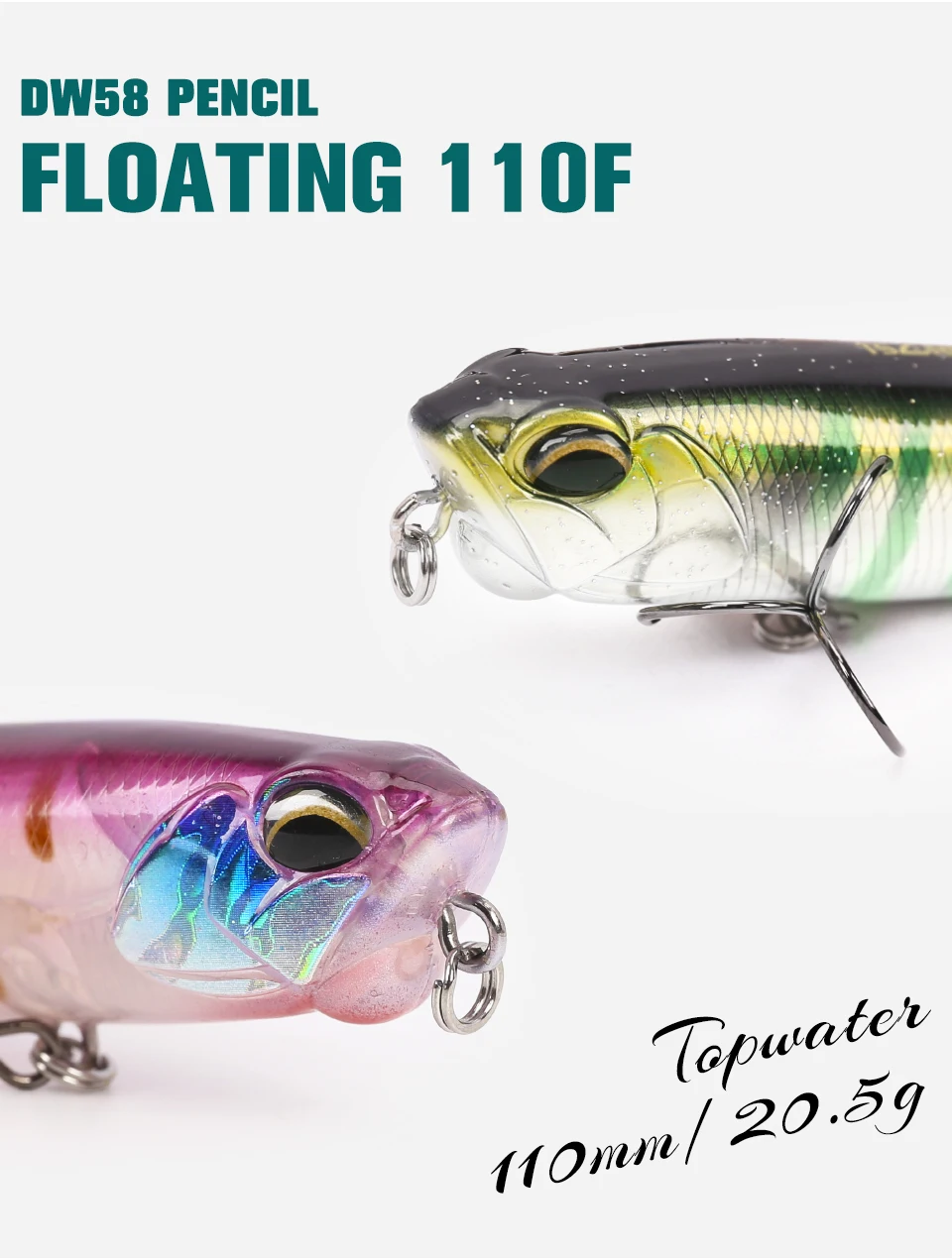 TSURINOYA 110F Topwater Bleistift Angeln Locken DW58 110mm 20,5g Künstliche Schwimm Harte Köder Pike Bass Stickbait – Detail 12