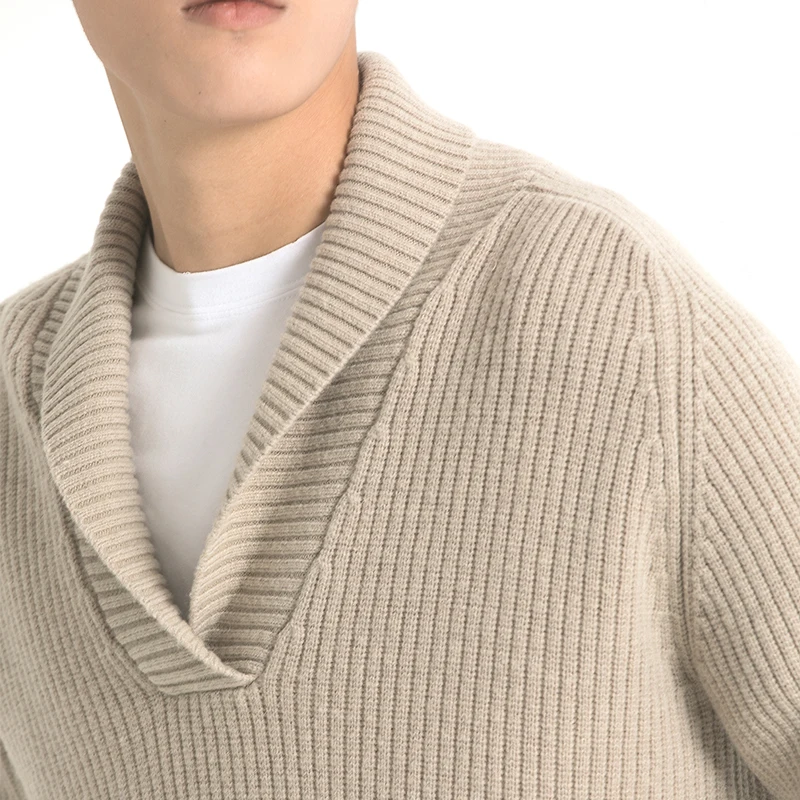 Maglione Pullover da uomo in lana Merino con collo sciallato Supersoft