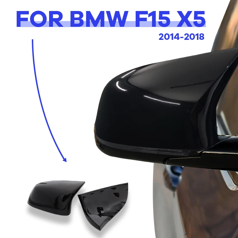 

High quality 2pcs car Rearview Mirror cover Caps Replacement Glossy Black M style For BMW F15 X5 2014-2018