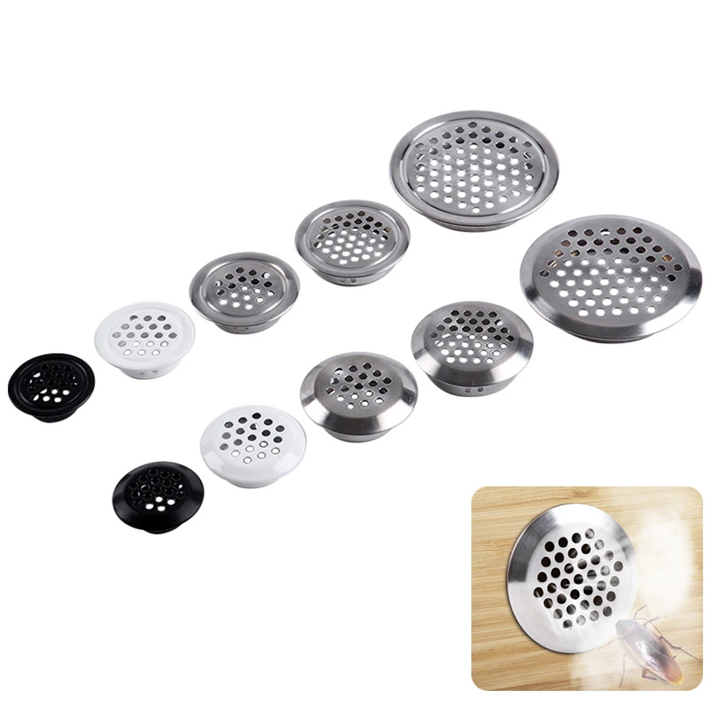 10PCS Round Air Vent Cover Wardrobe Cabinet Mesh Small Hole Protector Black White Silver Louver Ventilation Stainless Decorator