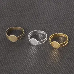 40Pcs Open Ring Circle With Pad Adjusted 18mm Flat Ring Base Gold Silver Bronze Plated For Jewelry Making