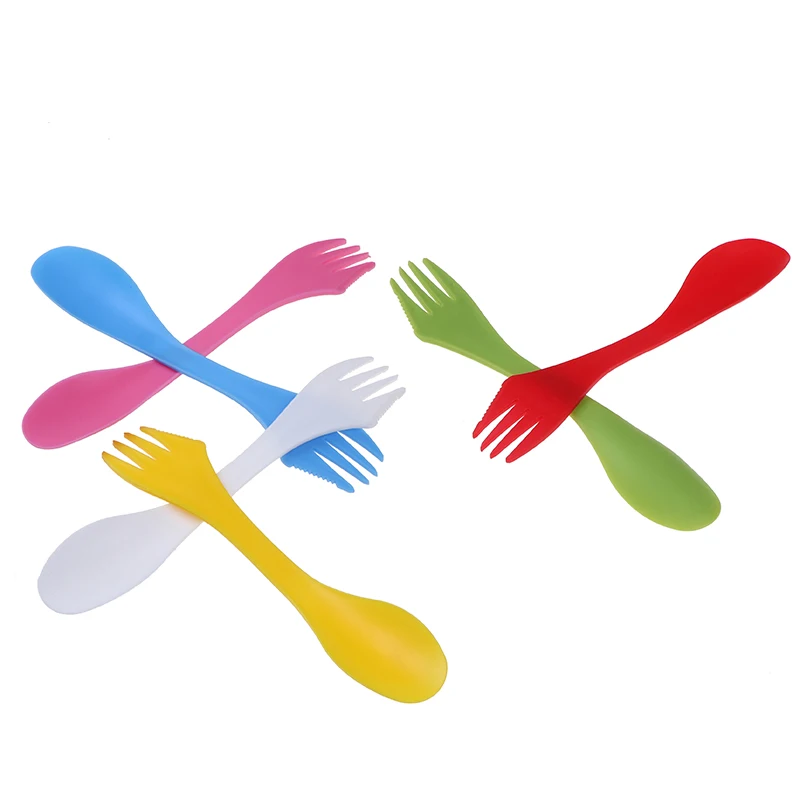 Outdoor Spork 3 In 1 Spoon Fork Cutter Travel Camping Hiking Picnic Utensils Plastic Spork Combo Travelling Gadget Cutlery