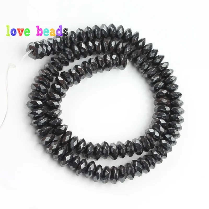 4x2/3x2/6x3/8x4/10x4mm Natural Black Hematites Flat Stone Spacer Loose beads For Fashion Accessories Jewellery Making 15\'\'