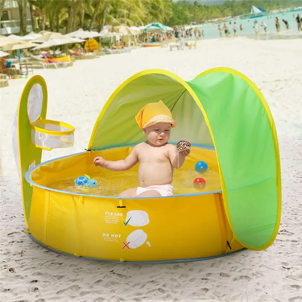 Foldable Baby Kids Swimming Pool Outdoor Beach Anti Sun Swimming Pools for Kids Baby Water Play Bathtub with Ball Basket