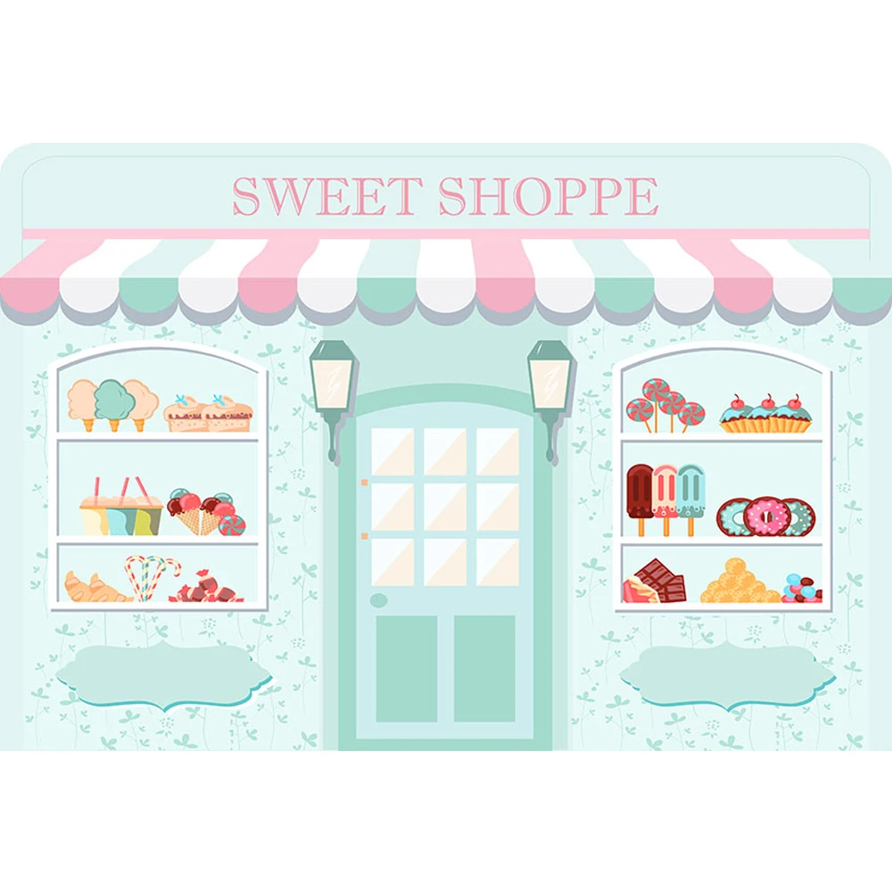 Sweet Shoppe Background for Newborn Photography Baby Kids Candy Bar Themed Birthday Party Banner Photo Decoration Backdrops