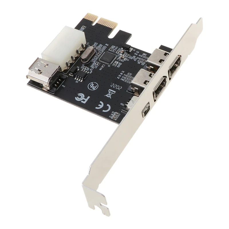 1 Set PCI-e 1X IEEE 1394A 4 Port(3+1) Firewire Card Adapter With 6 Pin To 4 Pin IEEE 1394 Cable For Desktop PC High Quality C26