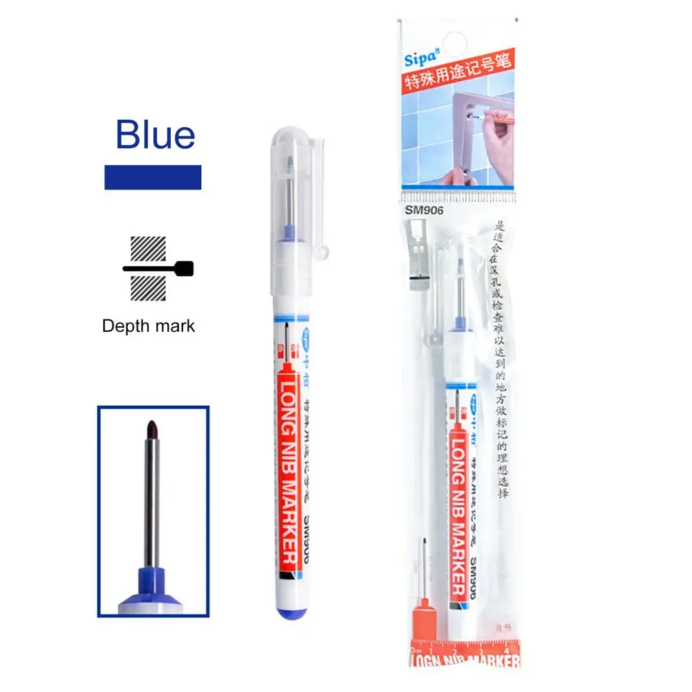 Long Nib Marker Carpenter Construction Deep Hole Home Decoration Water Resistant Quick Drying Marker Pen Multifunction Long Nib