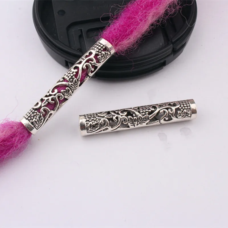 10Pcs/Lot silver metal hollow hair braid dread dreadlock beads rings tube cuffs Accessories approx 5mm hole