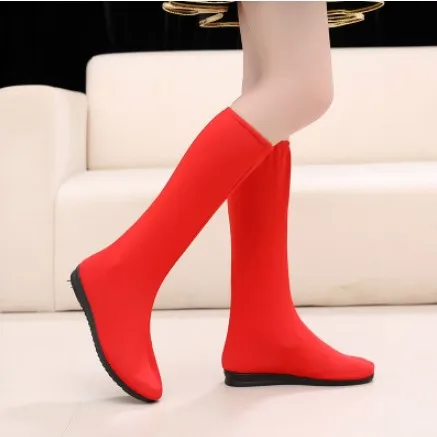 Botas planas altas para bailarina, zapatos de baile mongol, accesorios de ropa para actuaciones en escenario de Navidad, suministros para festivales